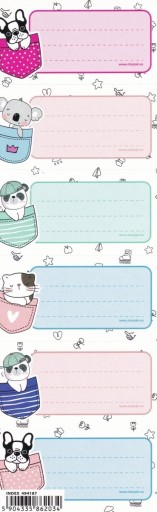 Nálepky nálepky na zošity STARPAK Minis DOG MAČKA KOALA 6 kusov mix
