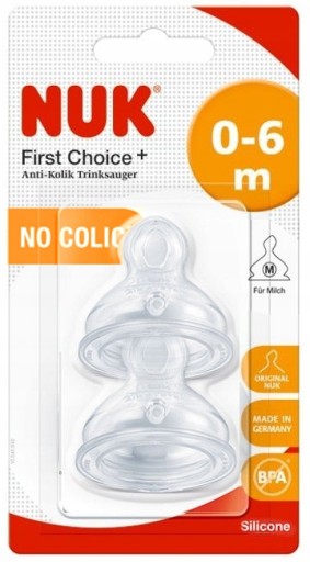 Nuk First Choice Silikónový cumlík na fľaše 0-6m M 2 kusy Mlieko