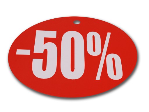 ŠTÍTOK -50% KRUHOVÝ KRUH 24CM PROPAGÁCIA TABULE