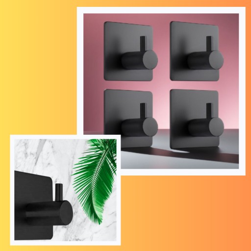ČIERNA KÚPEĽŇOVÁ ÚCHYTKA NA UTERÁK, SAMOLEPIACA x4 ELEGANTNÁ SADA