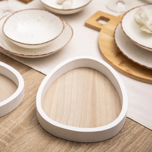 Drevený tanierový dekoračný podnos Egg boho dekorácia Altom Design 23,5 cm