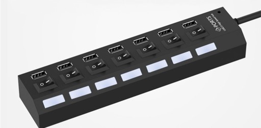 7X USB HUB SPLITTER REPLIKÁTOR PORTU S SPÍNAČMI