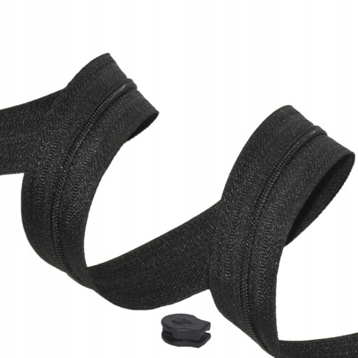 3mm páska na špirálový zips, 10mb, čierna + 15 zipsov