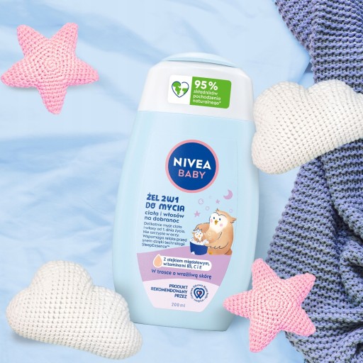 NIVEA BABY 2v1 Kúpeľový gél a šampón na vlasy pre deti 200 ml