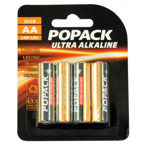 Alkalické batérie Popack AA R6 LR6 1,5V 4 ks