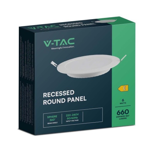 V-TAC LED panelové vstavané prémiové stropné svietidlo 6W okrúhle fi120 VT-61006 3000
