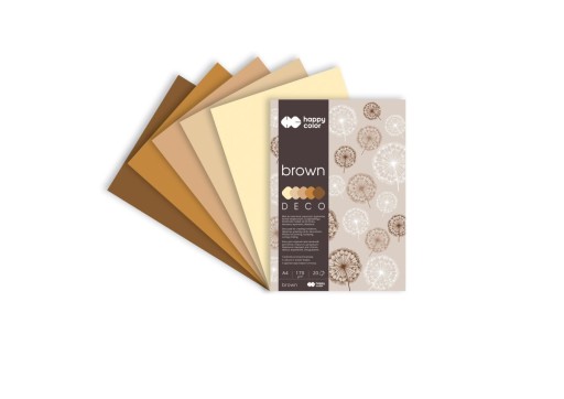 Deco Brown blok A4, 170g, 20 listov, 5 farieb, odtieň b
