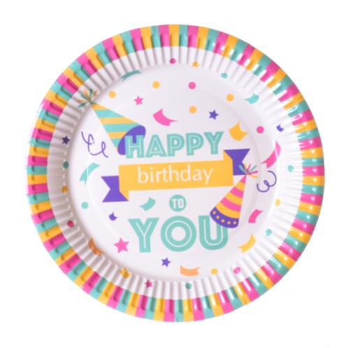 HAPPY BIRTHDAY Papierové taniere 23cm