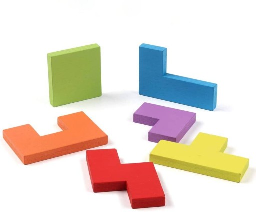DREVENÉ 3D PUZZLE MONTESSORI DREVENÉ PUZZLE TETRIS 40 KUSOV DREVA