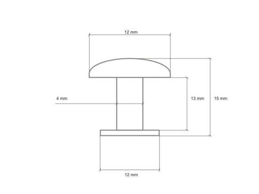 Kožené nity, kolíky 12 mm (12x4x15mm) Čierny nikel 10 sád