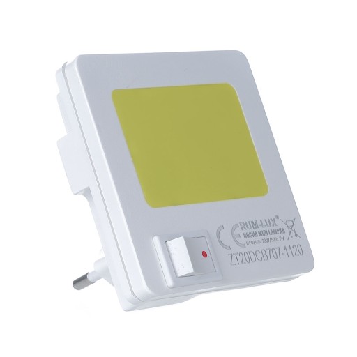 Štvorcová nočná lampa s LED kontaktom, žltá, 1W