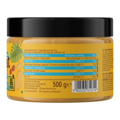 OstroVit Krém z lieskových orieškov 100% 500g Hladký