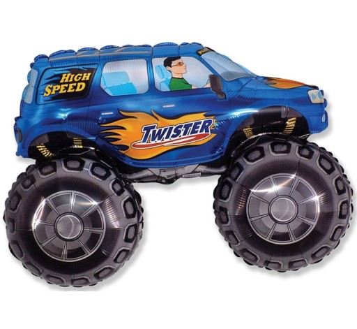 BALÓN Auto TWISTER modré NARODENINOVÉ AUTO Hel