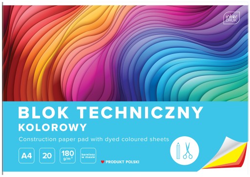 A4 INTERDRUK farebný technický blok, 20 listov, 180g/m2