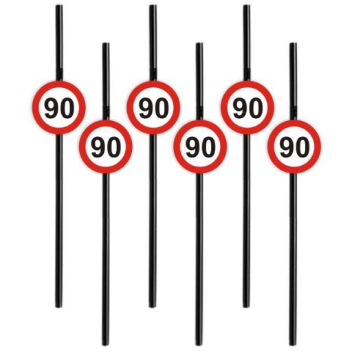 Párty slamky 90th BIRTHDAY Traffic Birthday 6 ks