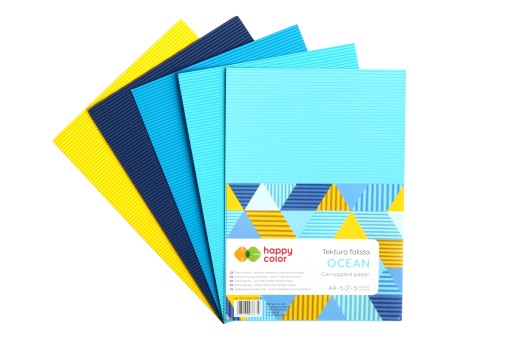 Vlnitá lepenka na UMELECKÉ PRÁCE A4 5 farieb 5 listov Ocean HappyColor