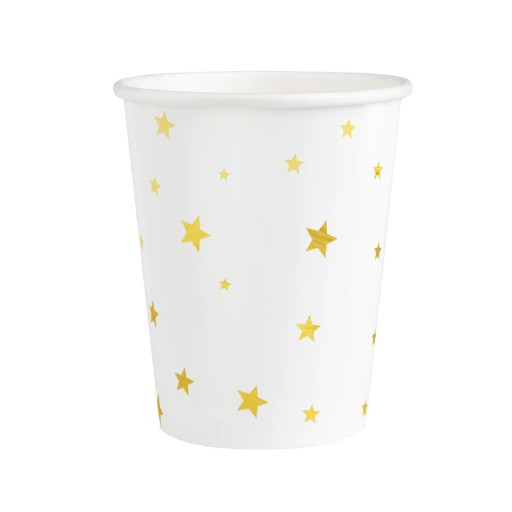 Biele hrnčeky so zlatými hviezdičkami, 220 ml, 6 ks. večierok