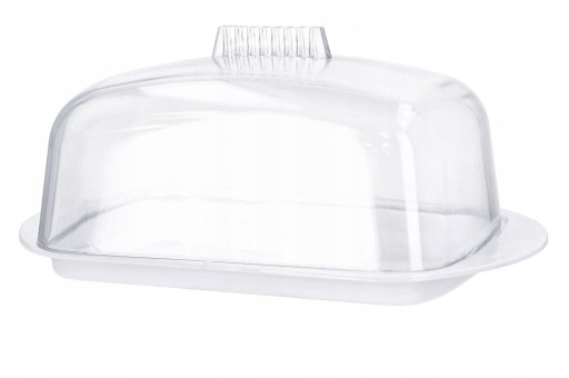 BUTTER DISH biela nádoba na maslo s priehľadným krytom 11x18 cm