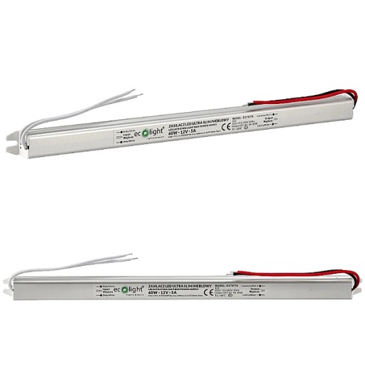 Nábytkový napájací zdroj pre LED pásiky 60W 12V 5A Ultra tenký transformátor