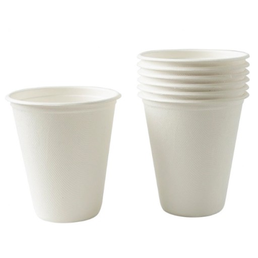 PAPIEROVÉ HRNČEKY, biele, hrnček na nápoje z cukrovej trstiny, 250 ml, STRONG, 10 ks.