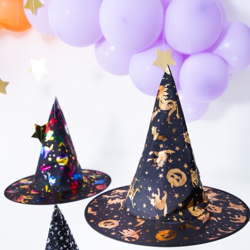 Zlatý čarodejnícky klobúk HALLOWEEN Karneval