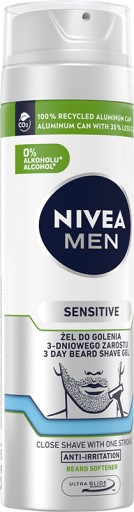 NIVEA MEN SENSITIVE 3-dňový gél na holenie na fúzy pre mužov 200 ml