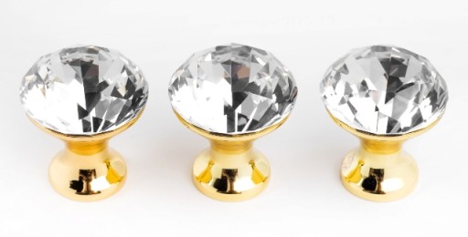 KĽÚČKA NA NÁBYTOK ZLATÁ KĽUČKA CRYSTAL FI30 KRÁSNY DIAMANT