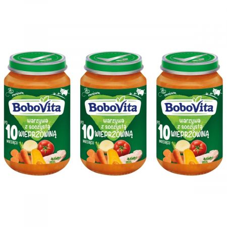 Bobovita Šťavnaté bravčové so zeleninou 3x190g