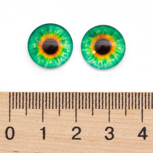 Sklenené kabošony, očko, pre domácich majstrov, okrúhle, svetlozelené, 14x4mm, 10ks
