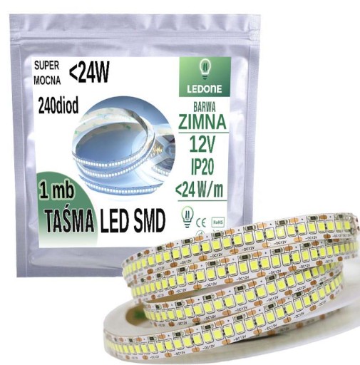 SUPER VÝKONNÝ PREMIUM 12V LED PÁS VÝKONNÝ 2835 IP20 1200D SAMOLEPIACI 1m