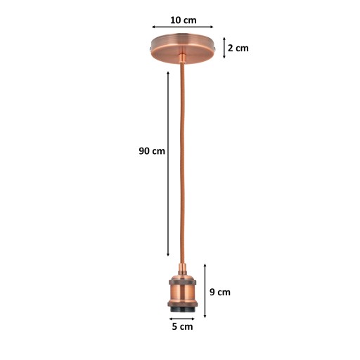 ZÁVESNÉ stropné svietidlo, ozdobný držiak žiarovky E27, LAMPA LOFT Copper