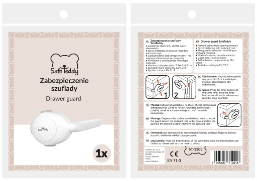 Samolepiaci nábytkový zámok na skrinky a zásuvky s lepidlom 3M SafeTeddy