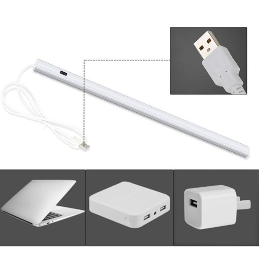 Indukčná USB LED nočná lampa do šatníka Bezdrôtová, mobilná, biela, 30 cm