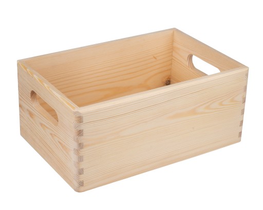 Drevená škatuľka s držadlami na darček