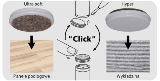 Nábytkový klzák, pätka 20mm - panel/kobercová vložka
