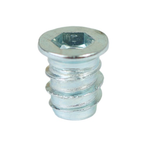 Nábytková objímka M6 x 13 mm s dvojitým závitom, vybranie na skrutku do dreva