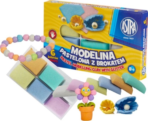 Modelovacia hmota ASTRA 6 farieb pastelová s trblietkami