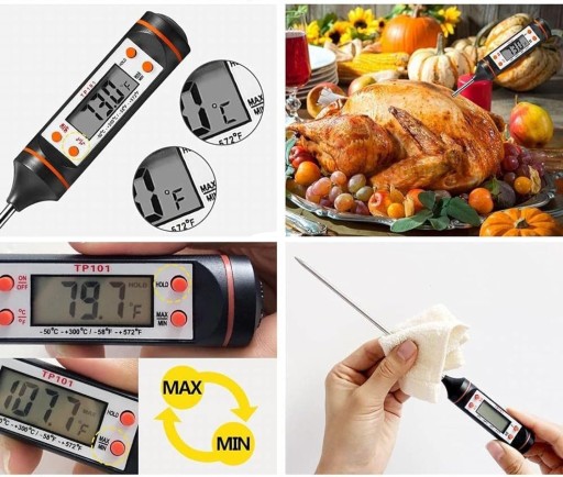 DIGITÁLNY ČEPOVÝ KUCHYNSKÝ TEPLOMER SO SONDOU NA MÄSO, GRIL, PEČENIE, LCD