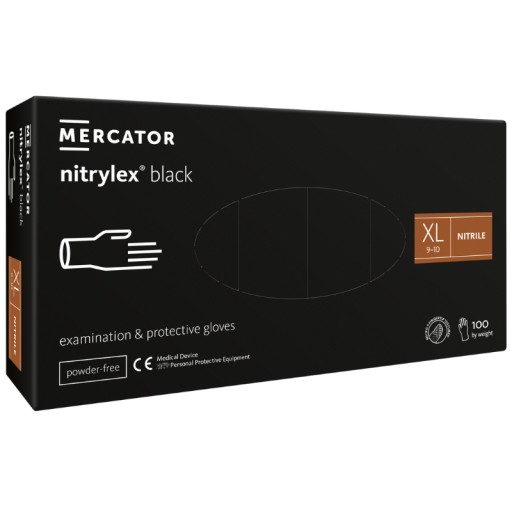 Nitrilové rukavice BLACK MERCATOR NITRYLEX čierne AQL 1,5 100 ks, veľkosť XL