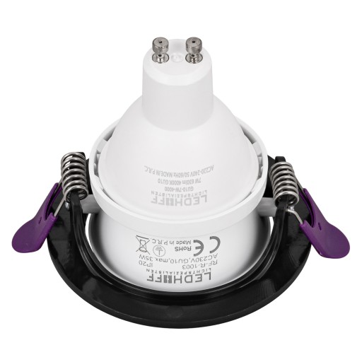 3X zapustené okrúhle halogénové svetlo pohyblivé GU10 čierne biele LED očko