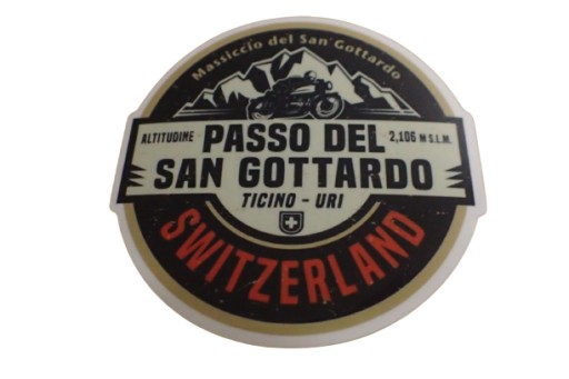 NÁLEPKA PASSO DEL SAN GOTTARDO ŠVAJČIARSKO NÁLEPKA 6,6 x 6,6 cm KOLEKCIA