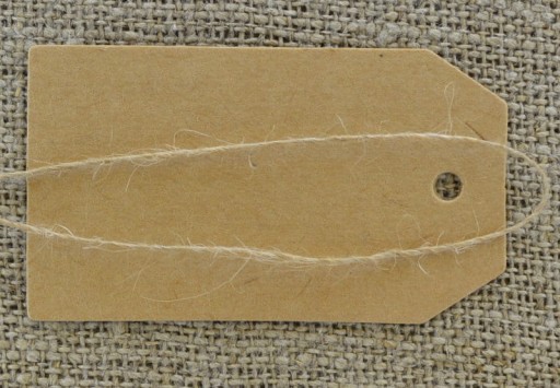 Visačky so šnúrkou 70 x 40 mm, 3 kusy, béžová