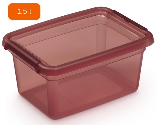 Plastová nádoba s vrchnákom Box na farebné plastové nádoby, 1,5 l