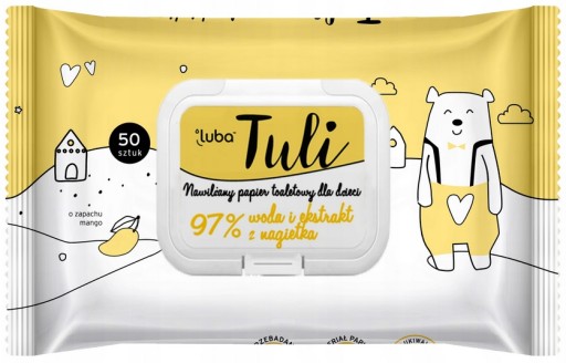 LUBA Tuli Vlhčený toaletný papier pre deti s vôňou manga, 50 listov