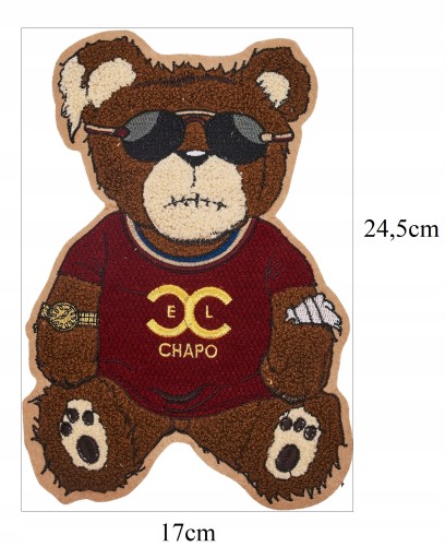 Nášivka EL CHAPO BEAR na šitie, veľká nášivka
