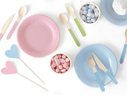 DREVENÉ PRÍBORY 16 CM MIX PASTELOVÁ SÚPRAVA 18