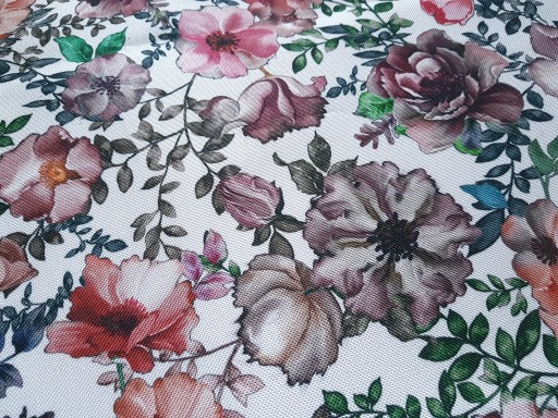 Poťahová látka, materiál polyester, potlač kvetov