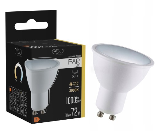 LED žiarovka GU10 10W 3000K teplá 120' 1000lm EDO