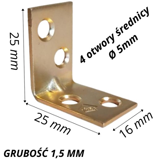Oceľová uhlová spojka 25 x 25 x 16 mm 10 KS