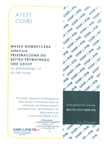 MASKA S CERTIFIKÁTOM, SCHVÁLENIE - PROD. PL - 50 ks